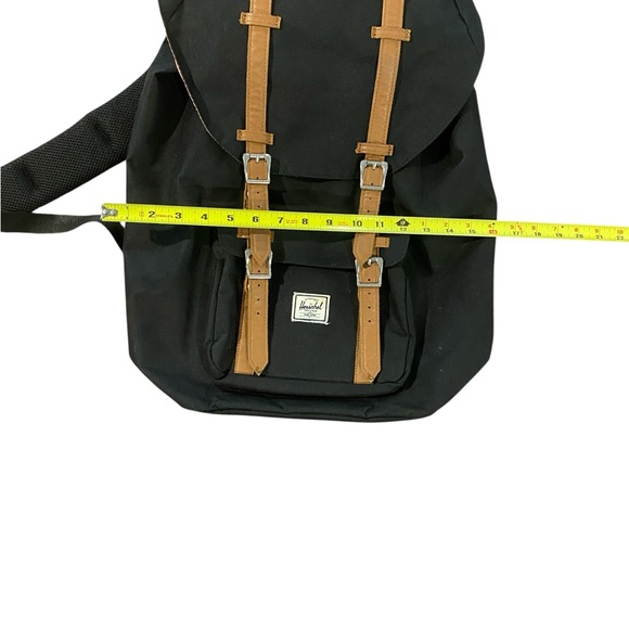 Herschel Supply Company Black Backpack with Tan Straps Herschel Supply Co survey backpack in black with contrast  main image 3